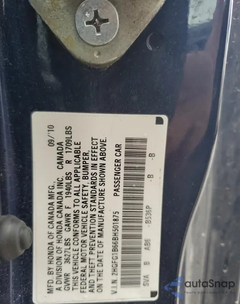 2011 Honda Civic Lx from USA, damaged, VIN 2HGFG1B66BH501875